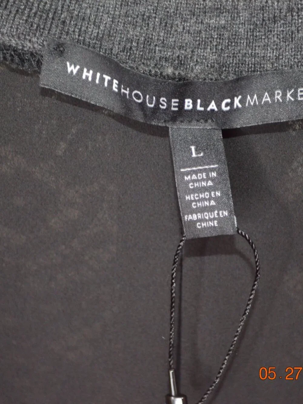 White House Black Market Women’s Large Grey Colorblock Lace Back Cardigan